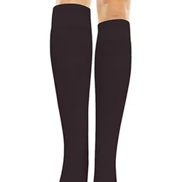 MUKHAKSH Girls Brown Knee Length Socks - Pack Of 3-image-31