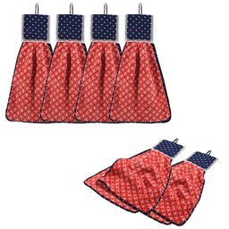 Kuber Industries Red 6 Pcs Printed Microfiber Wash Basin Napkin Towel With Hanging Loops-41