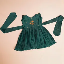 Little Love Kids Couture Green Silk Dresses-picture-58