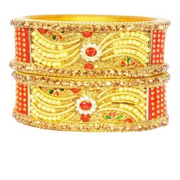 trylo fashion Set Of 2 Gold-Plated Stone-Studded & Beaded Bangles-image-89