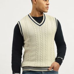 United Colors of Benetton Men Pure Cotton Cable Knit Sweater Vest-picture-39