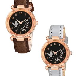 Gopal Shopcart Women Pack of 2 Textured Straps Analogue Watch GR379RG BIRD BRO Vel GREY L-image-69