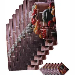 REVEXO 12Pc Pink & Red Printed Non Slip Table Placemats With Coasters image 4