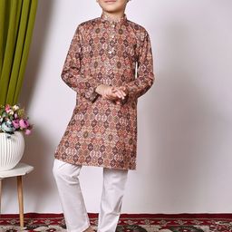 Cae Boys Ethnic Motifs Embroidered Regular Sequinned Kurta with Pyjamas-28