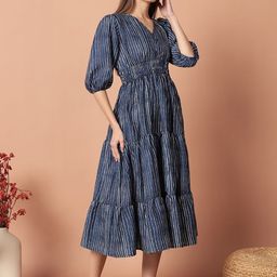 Krunal Raiyani Print Applique Crepe Fit & Flare Maxi Dress-image-29