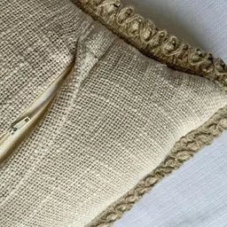 EXPORT HOUSE Cream-Coloured & Brown Set of 2 Square Cushion Covers image 2