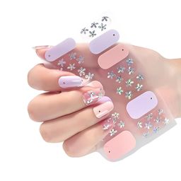 HAWTEVER Set Of 14 No UV Quick & Easy Nail Wraps - Flickery Flowers-22