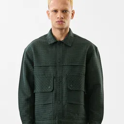 Snitch Dark Green Men Textured Lightweight Tailored Jacket-34