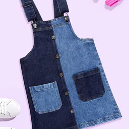 KiddoPanti Infant Girls Denim Dungaree-picture-1