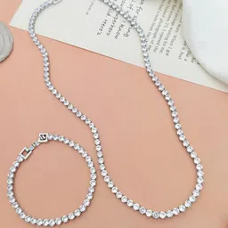 ABDESIGNS Exotic Silver-Plated Stone Studded High Quality Necklace and Bracelet-46