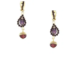 FirstBlush Gold-Plated Artificial Stones Studded & Beaded Non Pierced Drop Earrings-49
