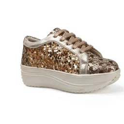 VENDOZ Women Embellished High Heel Glittery Sneakers-picture-38