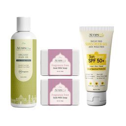 Al Nisa Set Of 4 Organic Hair Oil- 100 ml- Sun SPF 50+ Sunscreen- 50 g & Soap- 100 g Each-9