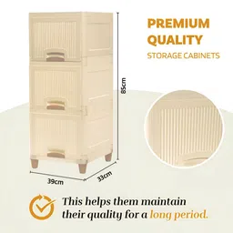 RUBOXA Cream-Coloured & Beige 3 Units Multipurpose Folding Cabinet Storage Organisers image 5