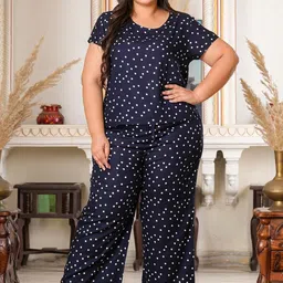 YASH GALLERY Women Polka Dots Printed Night suit-image-94