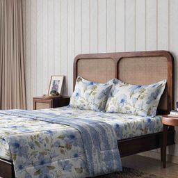 The Happy Pod Blue & White Floral Pure Cotton King Bedding Set-30