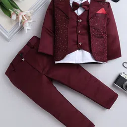 FOURFOLDS Self Designed Single Breasted Three-Piece Suit-49