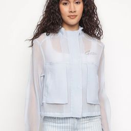 GUESS Women Solid Hooded Neck Mia Organdy Jacket-picture-57