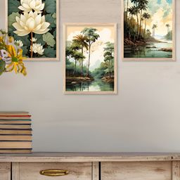 Kotart Brown & Green 3 Pieces Wooden Floral and Botanical Wall Arts-picture-32