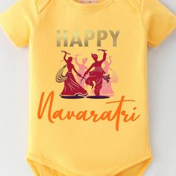 BLUSHES Infants Navaratri Text Printed Pure Cotton Bodysuit-picture-33