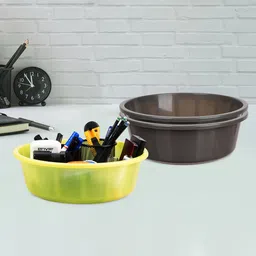 Kuber Industries Grey & Green Pack of 3 Multipurpose Storage Organizer Tub-58