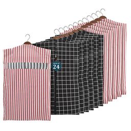 Kuber Industries Black & Maroon Set Of 24 Printed Cotton Hanging Clothes Organisers-20