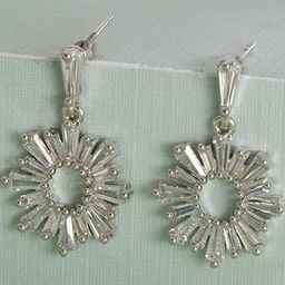 DressBerry Rhodium-Plated Crytals Studded Circular Shaped Drop Earrings-24
