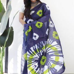 Suha Blue Pure Cotton Printed Block Print Sarees-picture-26