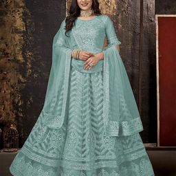 A TO Z CART Women Ethnic Motifs Embroidered Sequined Fit & Flare Maxi Ethnic Dresses-picture-38