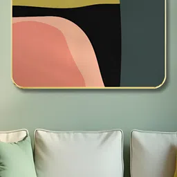 SAF Black & Peach Abstract Printed Wooden Wall Art-22