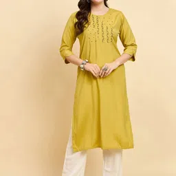 Anouk Rustic Women Ethnic Motifs Embroidered Floral Kurta-10