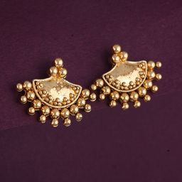 Vighnaharta Gold-Plated Ghungroo Contemporary Drop Earrings-image-100