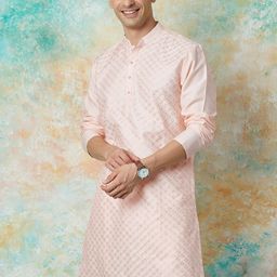 Melange by Lifestyle Geometric Embroidered Mandarin Collar Sequinned Straight Kurta-picture-41