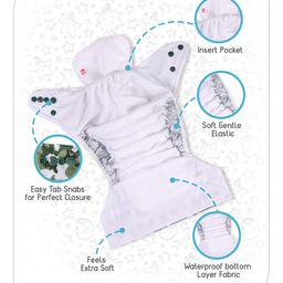 Babyhug Free Size Reusable Cloth Diaper With Insert Camouflage Print - Green White image 3