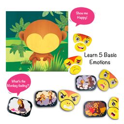 chalk and chuckles Chalk & Chuckles Monkey Expressions Preschooler Feelings Puzzle - Multicolor image 3
