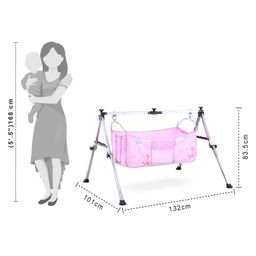 fab n funky Foldable Cradle With Square Hammock - Pink image 3