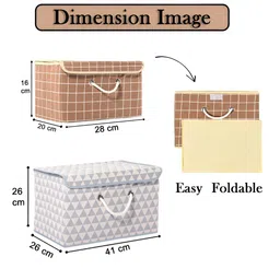 Aura Grey & Brown 2 Pieces Storage Box With Lid & Handle image 5