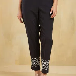 Fabindia Women Ethnic Motifs Embroidered Trousers-image-89