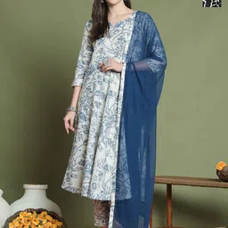 KALINI Women Floral Printed Regular Kurta with Trousers & With Dupatta-picture-31