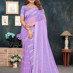 Moda Rapido Women Striped Embellished Beads and Stones Poly Georgette Saree-picture-9