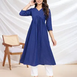 Inddus Women Woven Design A-Line Kurta-picture-56