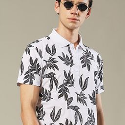 STELVIN Floral Printed Polo Collar Short Sleeves Cotton T-shirt-image-88