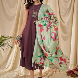 InWeave Women Regular Kurta with Palazzos & With Dupatta-3