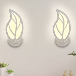 DENICRAAS Black & White Metal Contemporary Leaf Shaped Wall Lamp-picture-29