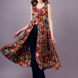 OH MI DIOS Women Floral Print Square Neck Sleeveless Fit & Flare Midi Dress-image-49