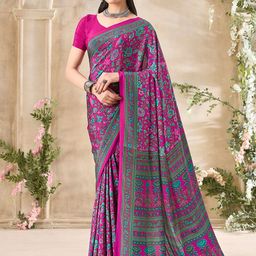 KALINI Floral Poly Crepe Saree-image-74