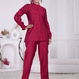 BulBul Mahi Embellished Shirt Collar Shirt With Palazzo Co-Ords-image-51