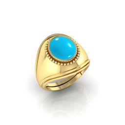 todani jems 9.25 Ratti Turquoise Stone Original Certified Firoja Gemstone Gold Plated | Adjustable Ring-picture-9