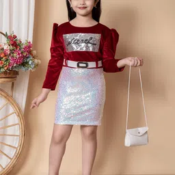 SPAMitude Girls Self Design Velvet Bodycon Dress-picture-19