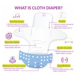 Bembika Reusable Pocket Cloth Diaper With 2 Bamboo Charcoal Inserts - Blue image 4